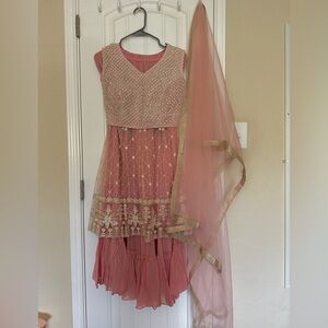 Blush pink set with top and sharara pants